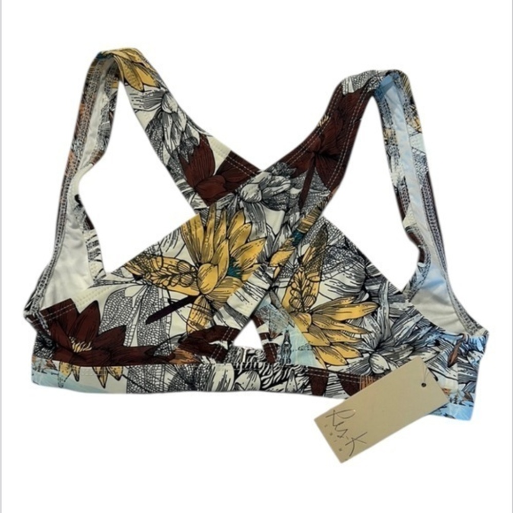 Ris-K Dippin' Daisy's Lotus Tide bikini swim top size small NWT